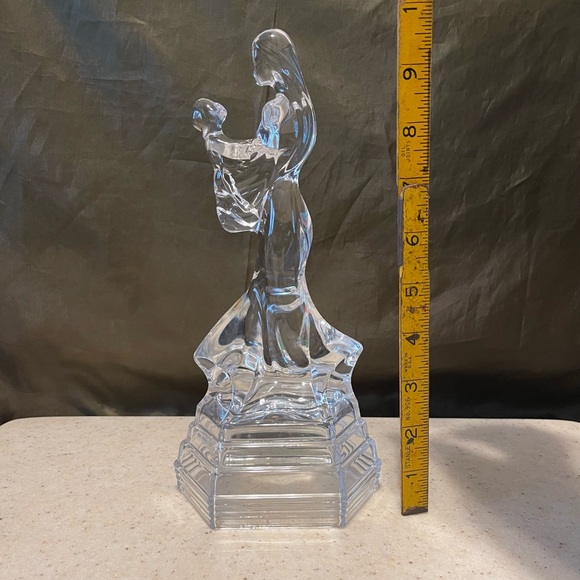 Art Deco Style Italian Crystal Figurine Mother Holding Girl Child 10 Inches Tall - Picture 10 of 12